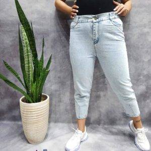 شلوار جین راسته زغالی سایز بزرگ قد 100