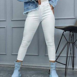 شلوار جین سفید جذب ترک سوپرکش در قد های 90 و 95 و 100