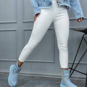 شلوار جین سفید جذب ترک سوپرکش در قد های 90 و 95 و 100